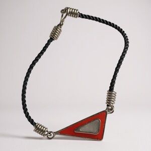 Red Triangle Stone Inlay Artisan Bracelet